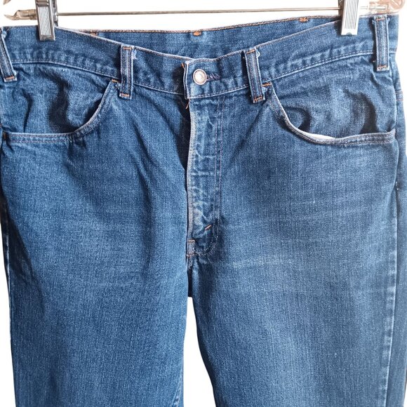 Vintage 1970's 36x30 Levis 646 0217 Denim Bellbottom Orange Tab Jeans Talon 42 - Picture 3 of 16